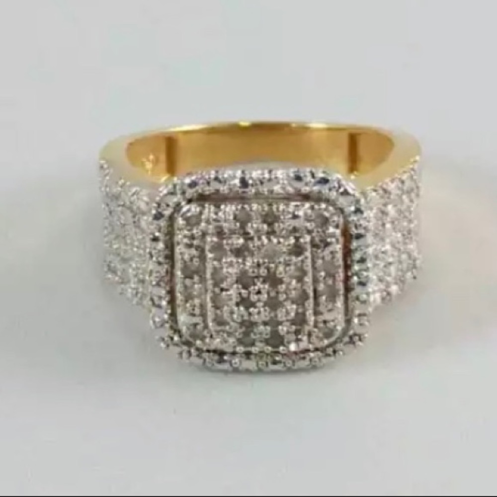 GOLD Over Silver ring SZ 7.00 28 with natural DIAMONDS